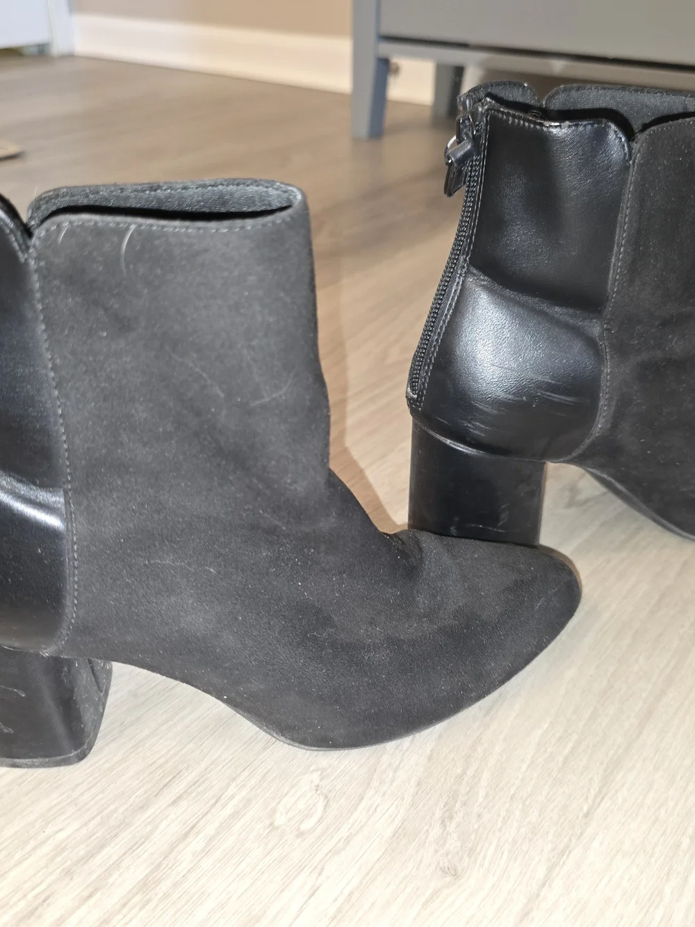 Old Navy Black Suede-Look Ankle Booties with Block Heel